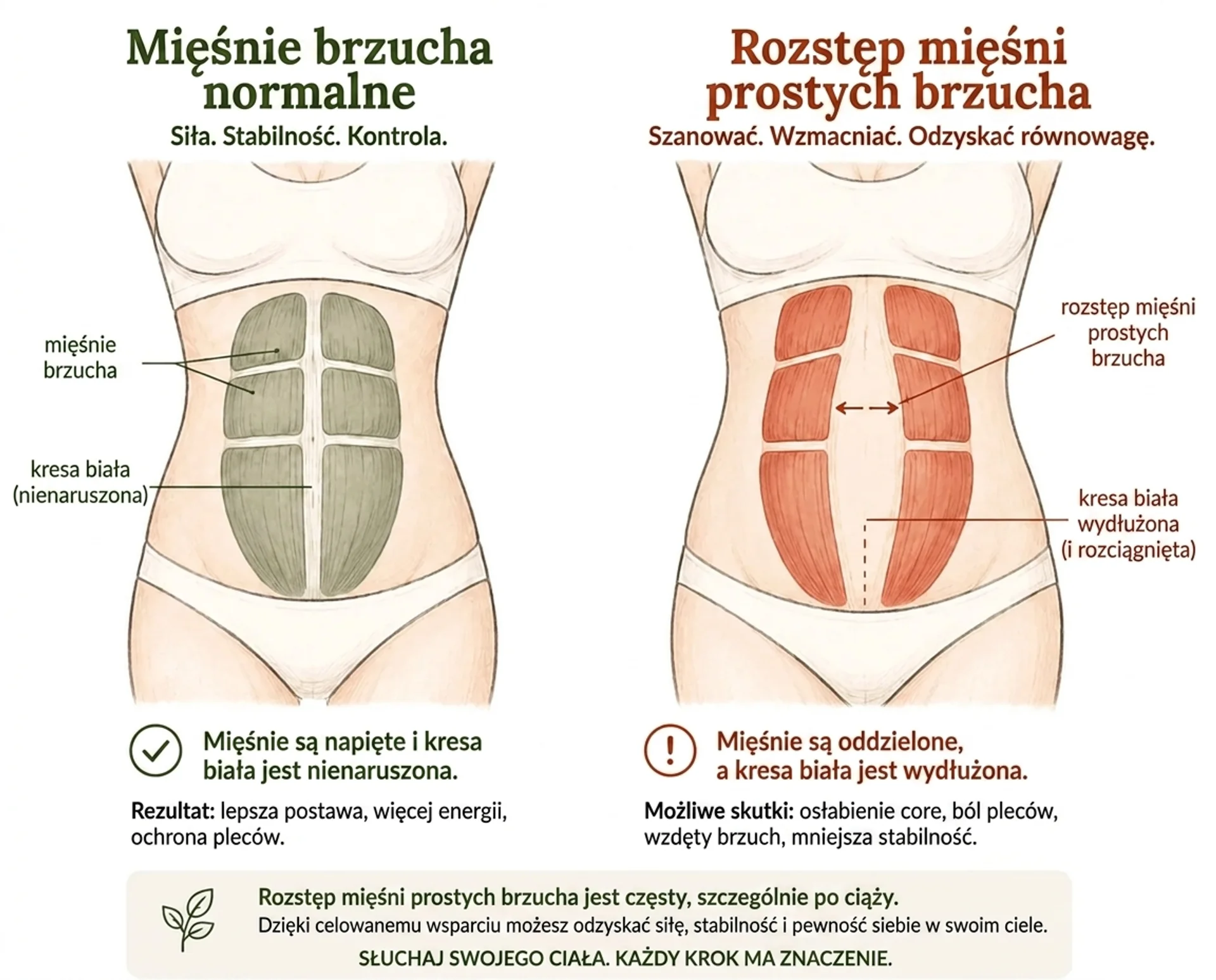 Anatomia brzucha — rozstęp mięśni prostych